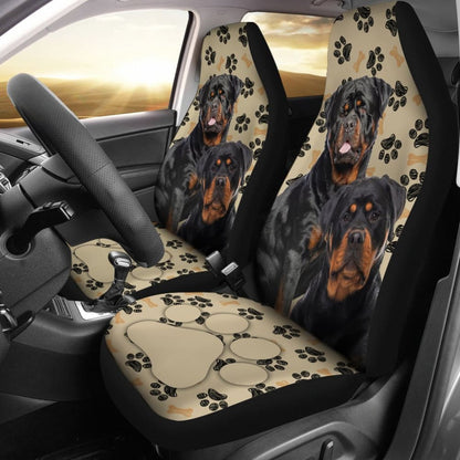 Couple Rottweilers For Rottweilers Lovers Paw Print Car Seat Covers 212701 - YourCarButBetter