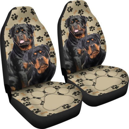 Couple Rottweilers For Rottweilers Lovers Paw Print Car Seat Covers 212701 - YourCarButBetter