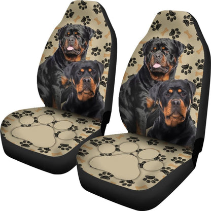 Couple Rottweilers For Rottweilers Lovers Paw Print Car Seat Covers 212701 - YourCarButBetter