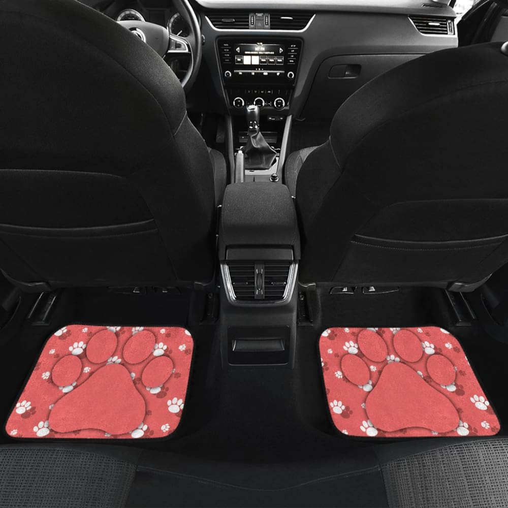 Couple Rottweilers on Pink Background Paw Print Car Floor Mats 212701 - YourCarButBetter