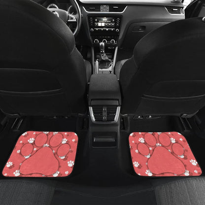 Couple Rottweilers on Pink Background Paw Print Car Floor Mats 212701 - YourCarButBetter