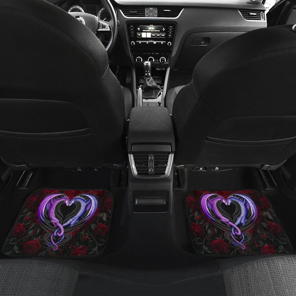 Couple Valentine Dragons Roses And Heart Car Floor Mats 211604 - YourCarButBetter