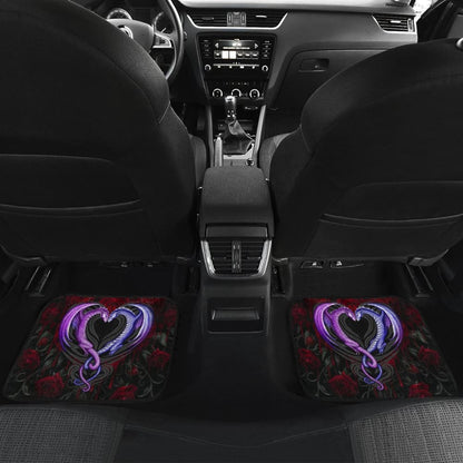 Couple Valentine Dragons Roses And Heart Car Floor Mats 211604 - YourCarButBetter