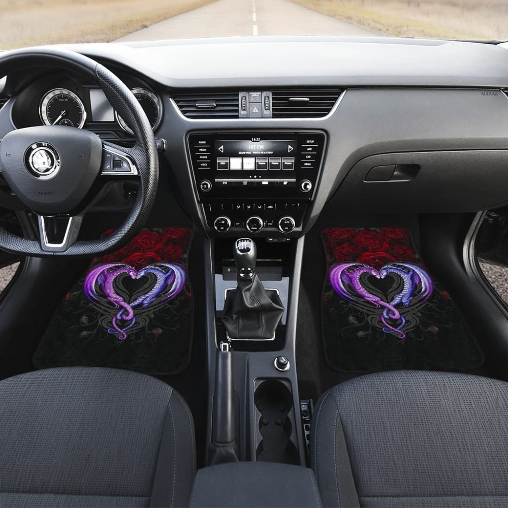 Couple Valentine Dragons Roses And Heart Car Floor Mats 211604 - YourCarButBetter