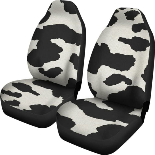 Cow Hide Print Car Seat Covers Black And White Rustic Pattern 144730