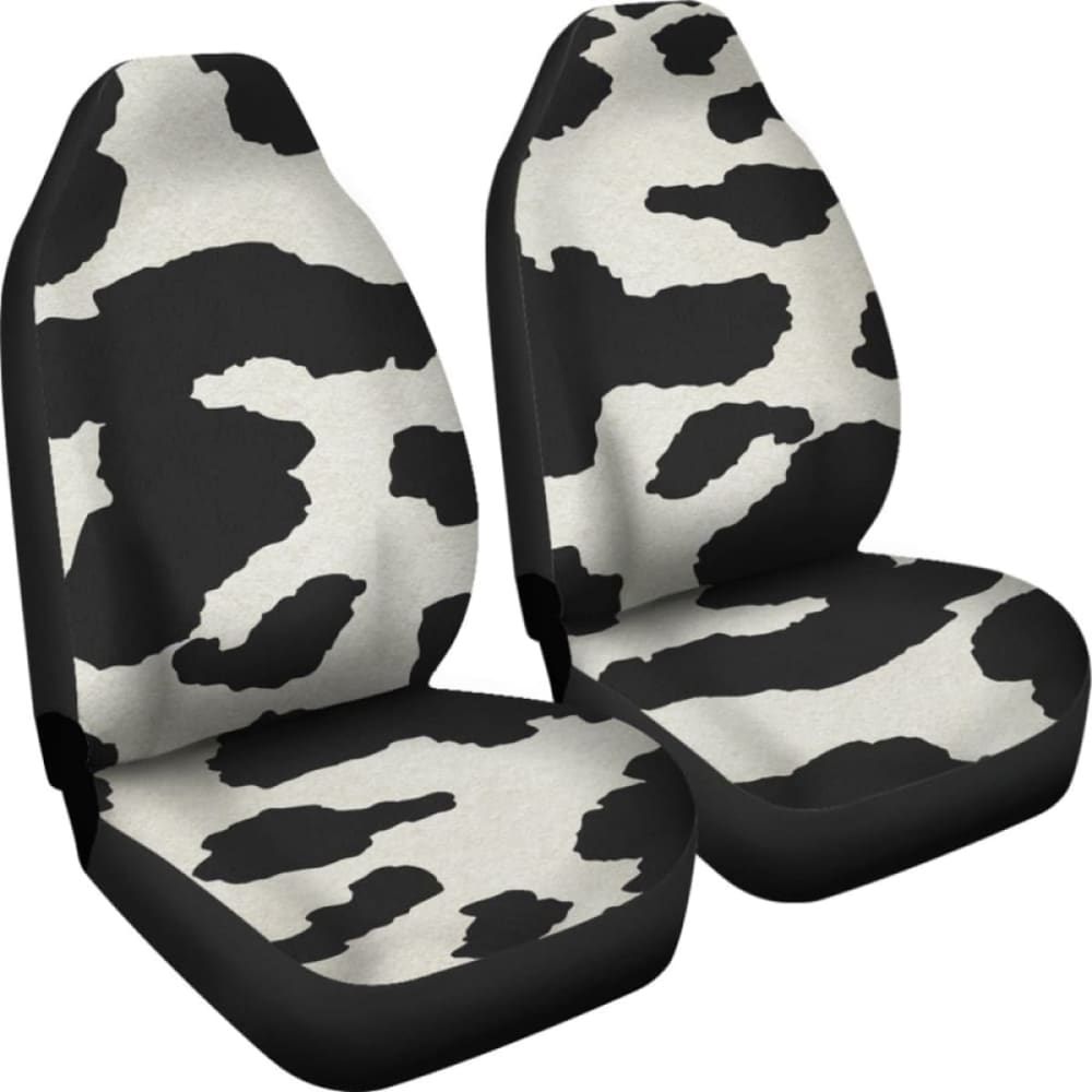 Cow Hide Print Car Seat Covers Black And White Rustic Pattern 144730