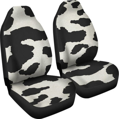 Cow Hide Print Car Seat Covers Black And White Rustic Pattern 144730