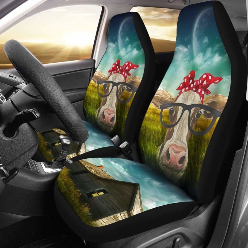 Cow Wearing Glasses Car Seat Covers Amazing 144730