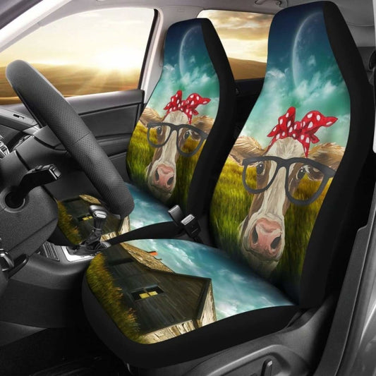 Cow Wearing Glasses Car Seat Covers Amazing 144730