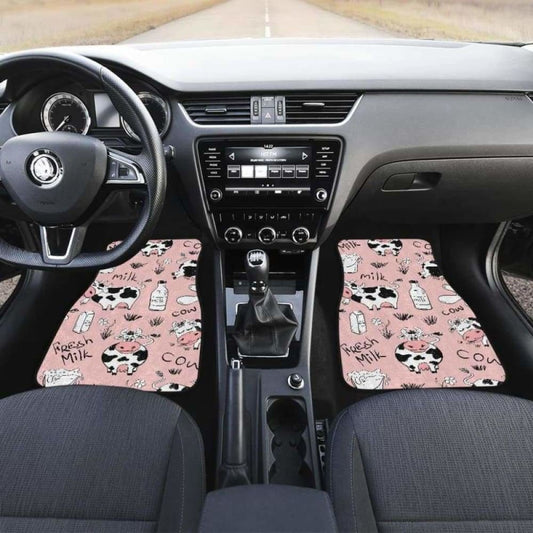 Cows Milk Product Pink Background Front And Back Car Mats 144730