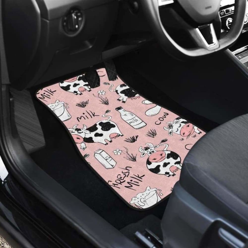 Cows Milk Product Pink Background Front And Back Car Mats 144730