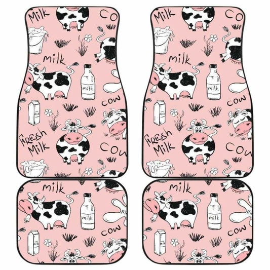 Cows Milk Product Pink Background Front And Back Car Mats 144730