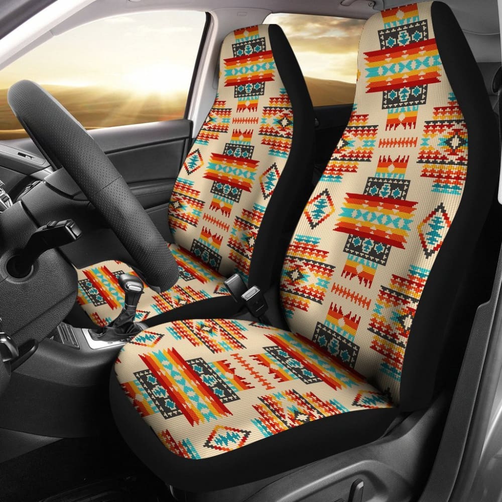 Cream Pattern Native Car Seat Covers 093223 - YourCarButBetter