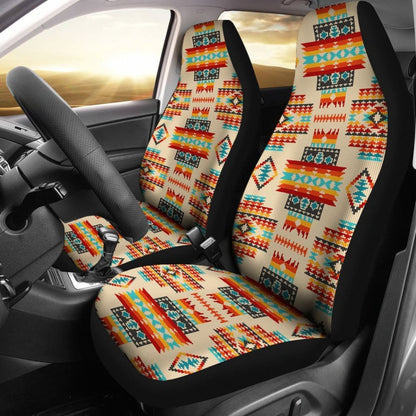 Cream Pattern Native Car Seat Covers 093223 - YourCarButBetter