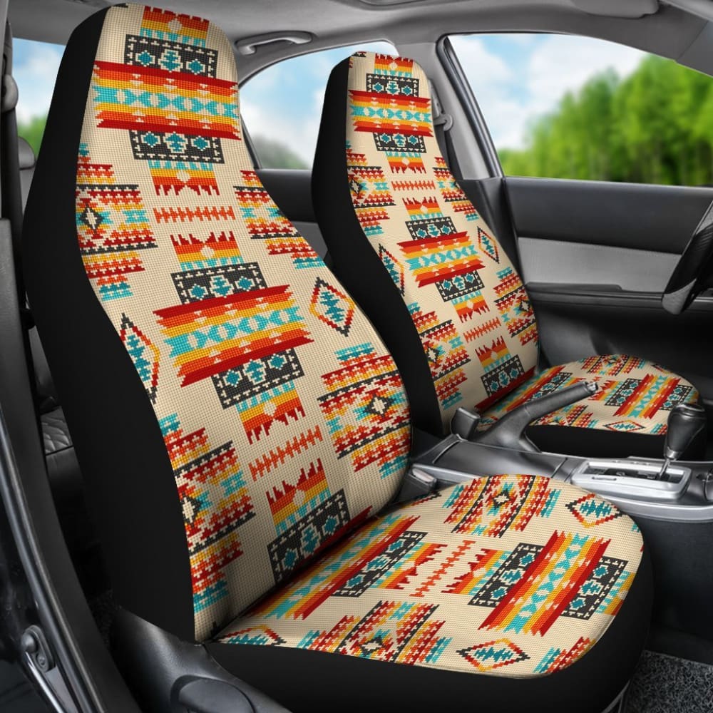 Cream Pattern Native Car Seat Covers 093223 - YourCarButBetter