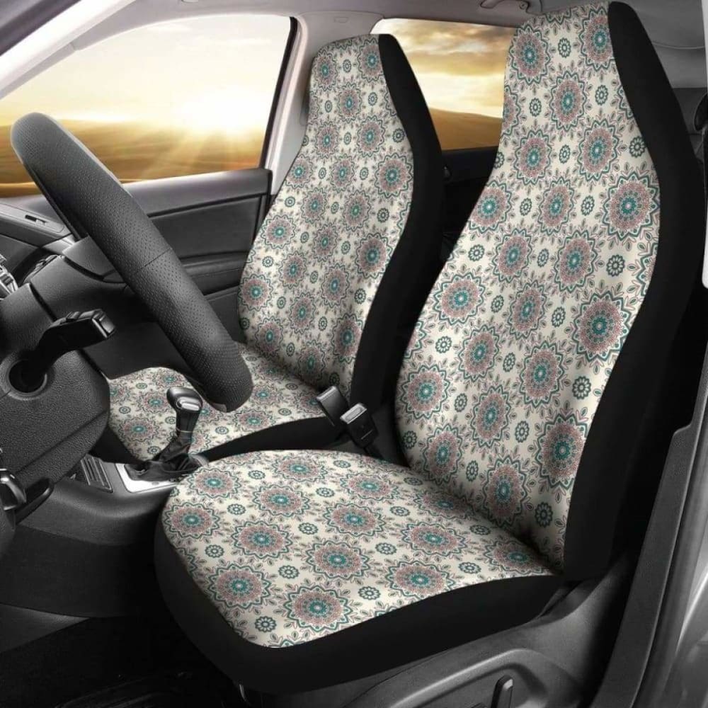 Cream With Mandalas Boho Hippie Pattern Car Seat Covers 105905 - YourCarButBetter