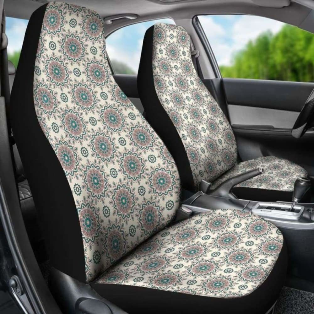 Cream With Mandalas Boho Hippie Pattern Car Seat Covers 105905 - YourCarButBetter