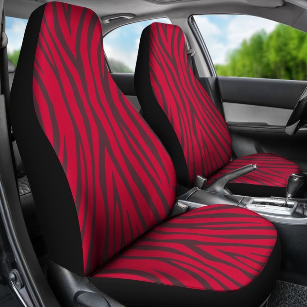 Crimson Zebra Print Car Seat Covers - Piece Front 093223 - YourCarButBetter