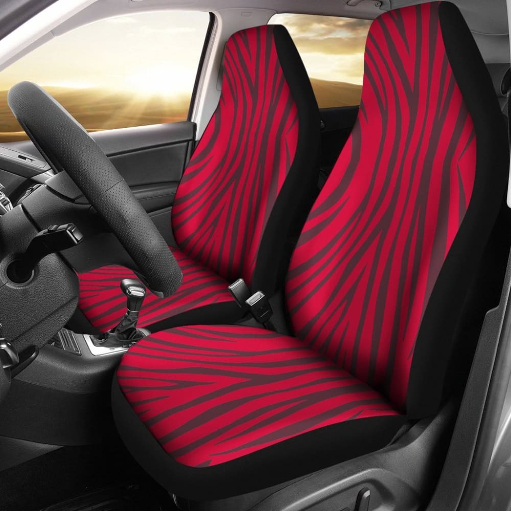 Crimson Zebra Print Car Seat Covers - Piece Front 093223 - YourCarButBetter