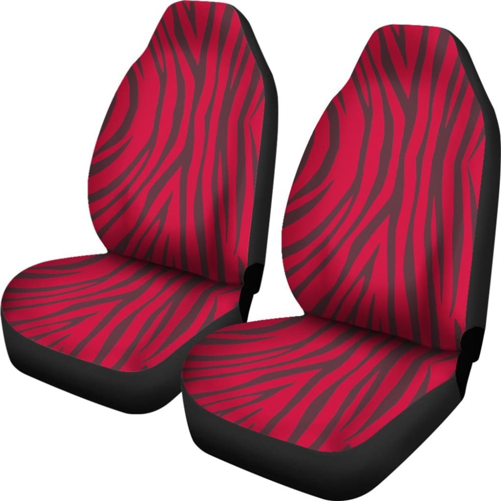 Crimson Zebra Print Car Seat Covers - Piece Front 093223 - YourCarButBetter