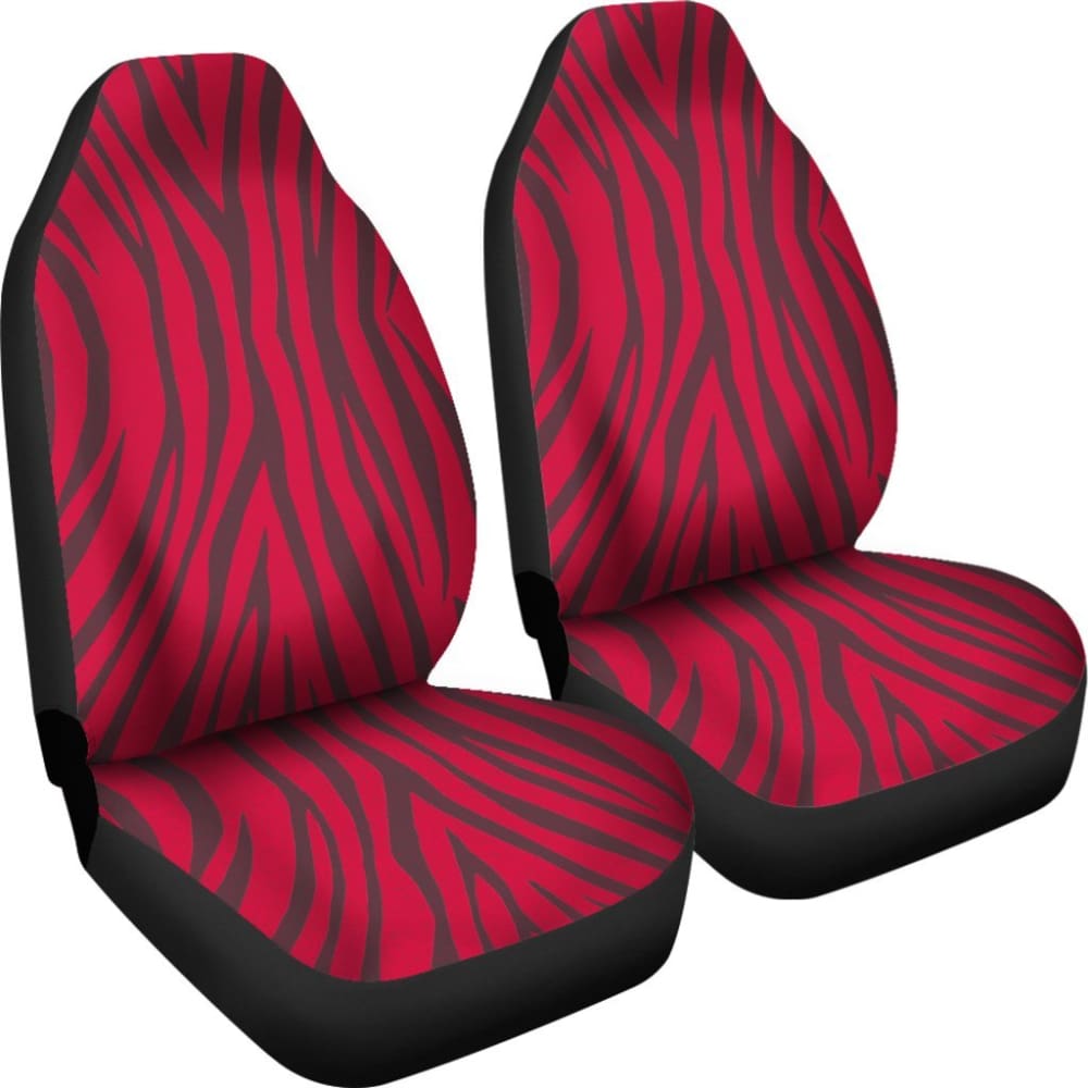 Crimson Zebra Print Car Seat Covers - Piece Front 093223 - YourCarButBetter