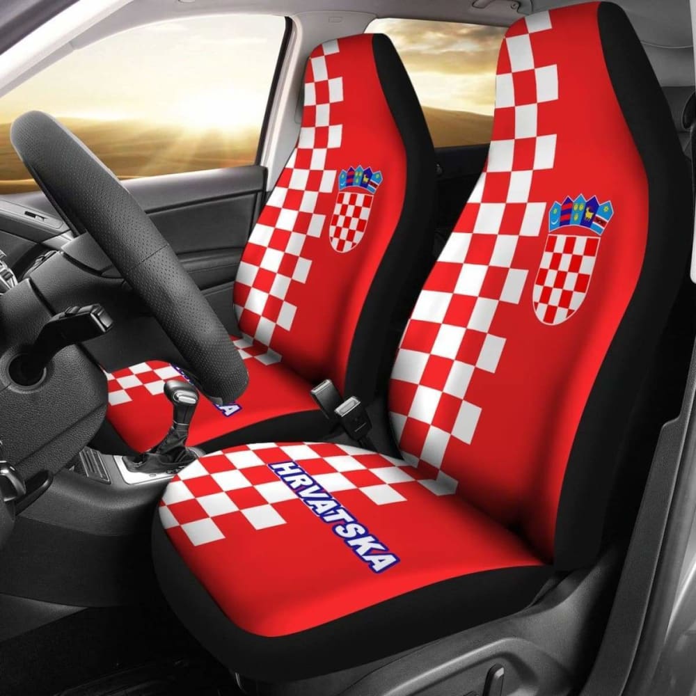 Croatia Car Seat Covers Coat Of Arms Half Style Amazing 105905 - YourCarButBetter