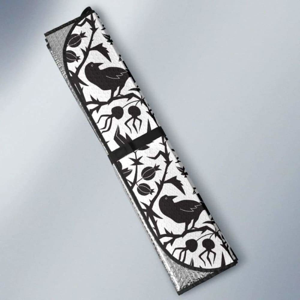 Crow Dark Floral Pattern Car Auto Sun Shades 102507 - YourCarButBetter