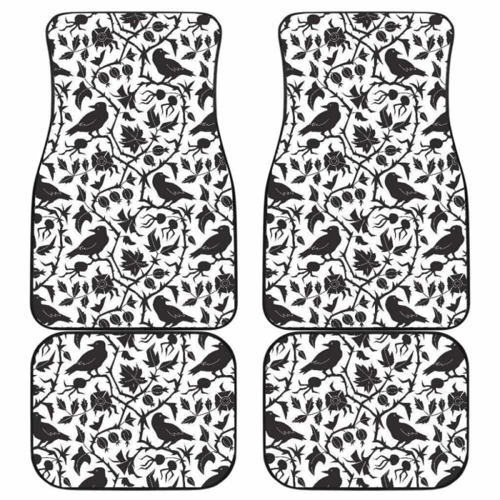 Crow Dark Floral Pattern Front And Back Car Mats 153908 - YourCarButBetter