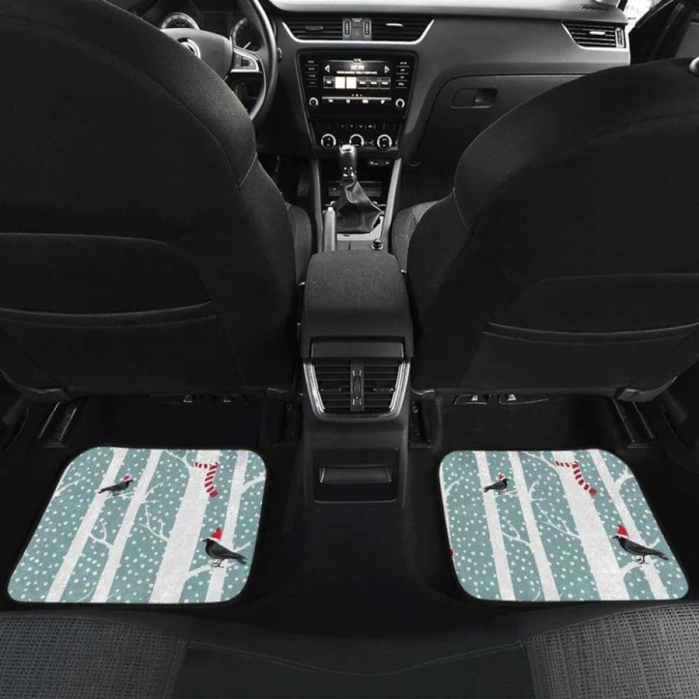 Crows Christmas Hat Scarf Front And Back Car Mats 160830 - YourCarButBetter