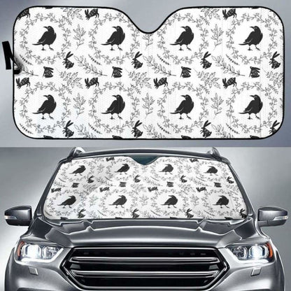 Crows Floral Wreath Rabbit Pattern Car Auto Sun Shades 085424 - YourCarButBetter