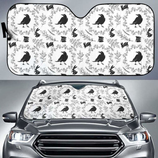 Crows Floral Wreath Rabbit Pattern Car Auto Sun Shades 085424 - YourCarButBetter