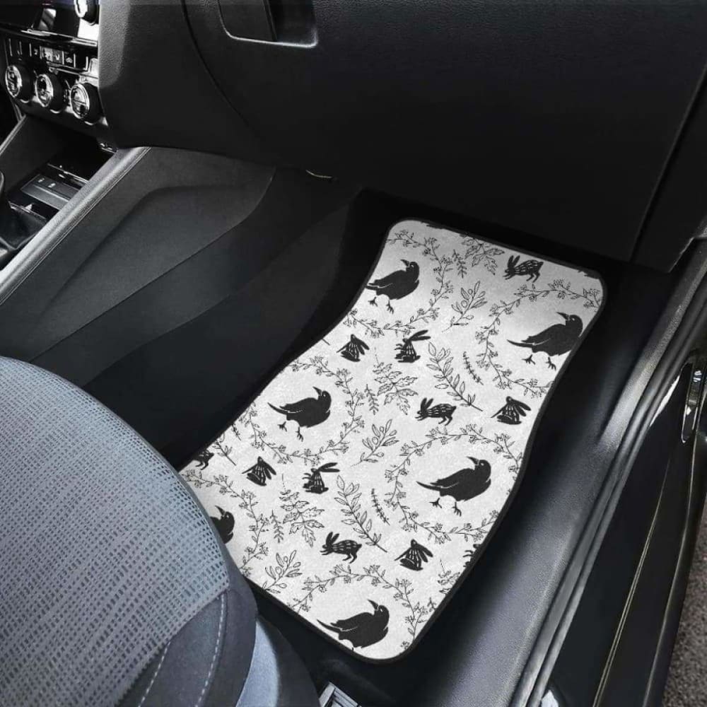 Crows Floral Wreath Rabbit Pattern Front And Back Car Mats 153908 - YourCarButBetter