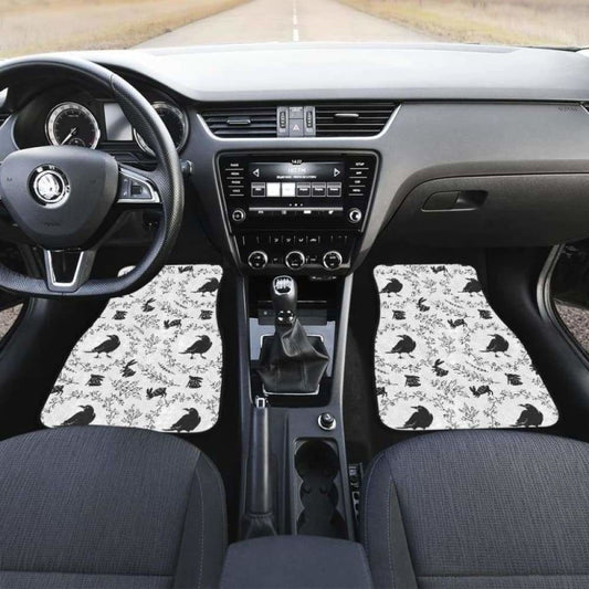 Crows Floral Wreath Rabbit Pattern Front And Back Car Mats 181703 - YourCarButBetter