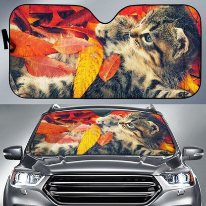 Cute Autumn Cat Car Sun Shade 182102 - YourCarButBetter