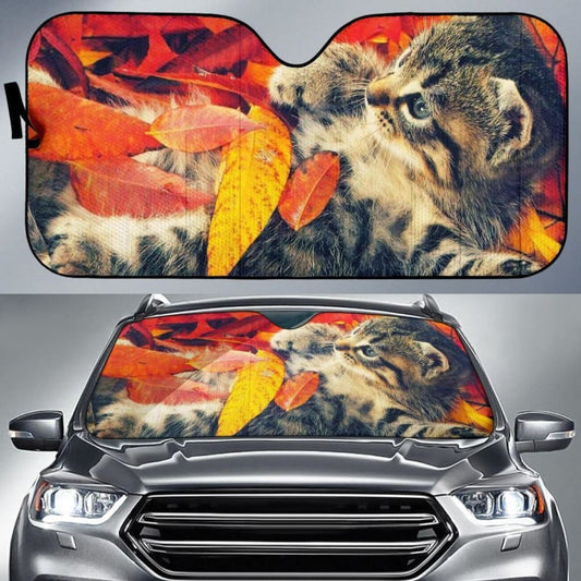 Cute Autumn Cat Car Sun Shade 182102 - YourCarButBetter