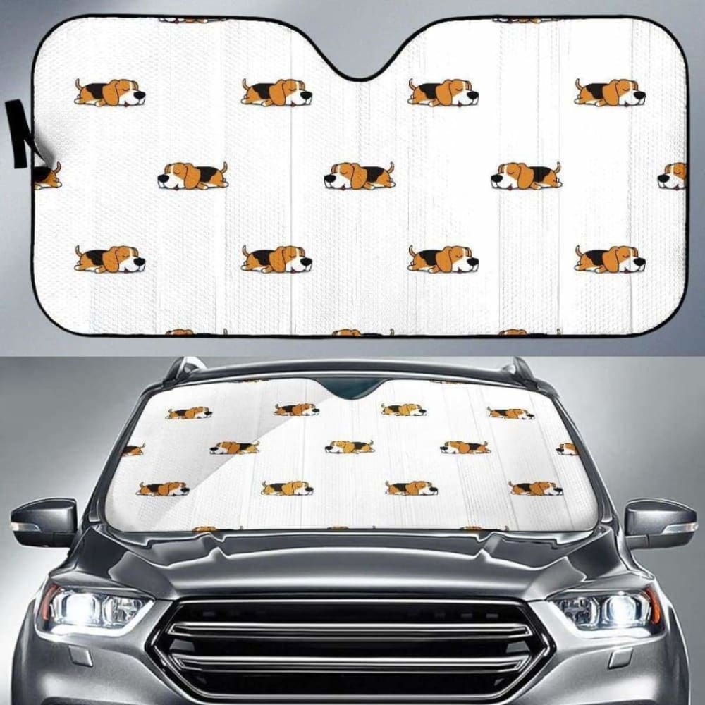 Cute Beagle Dog Sleeping Pattern Car Auto Sun Shades 102507 - YourCarButBetter