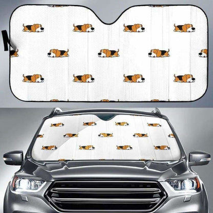 Cute Beagle Dog Sleeping Pattern Car Auto Sun Shades 102507 - YourCarButBetter