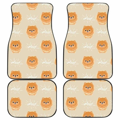 Cute Brown Pomeranian Puppy Front And Back Car Mats 195016 - YourCarButBetter