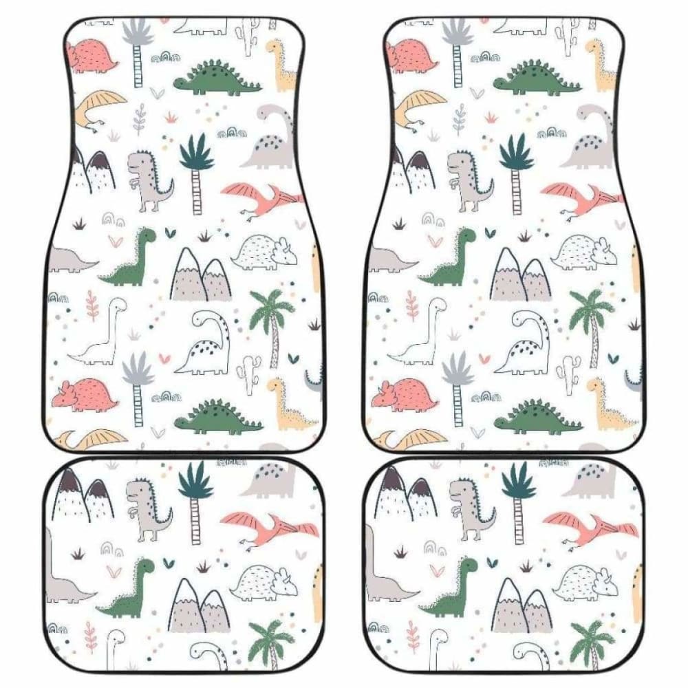 Cute Cartoon Dinosaurs Tree Pattern Front And Back Car Mats 154813 - YourCarButBetter