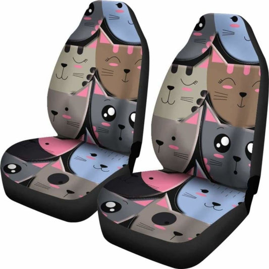 Cute Cat Faces Car Seat Covers 112428 - YourCarButBetter