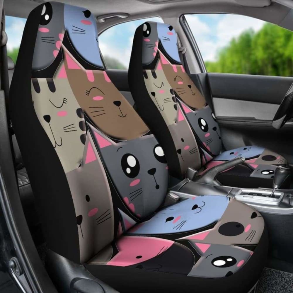 Cute Cat Faces Car Seat Covers 112428 - YourCarButBetter