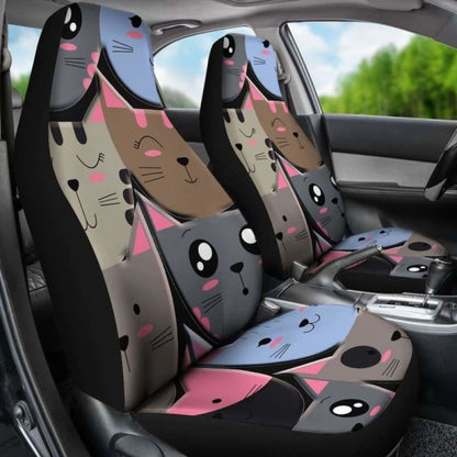 Cute Cat Faces Car Seat Covers 112428 - YourCarButBetter