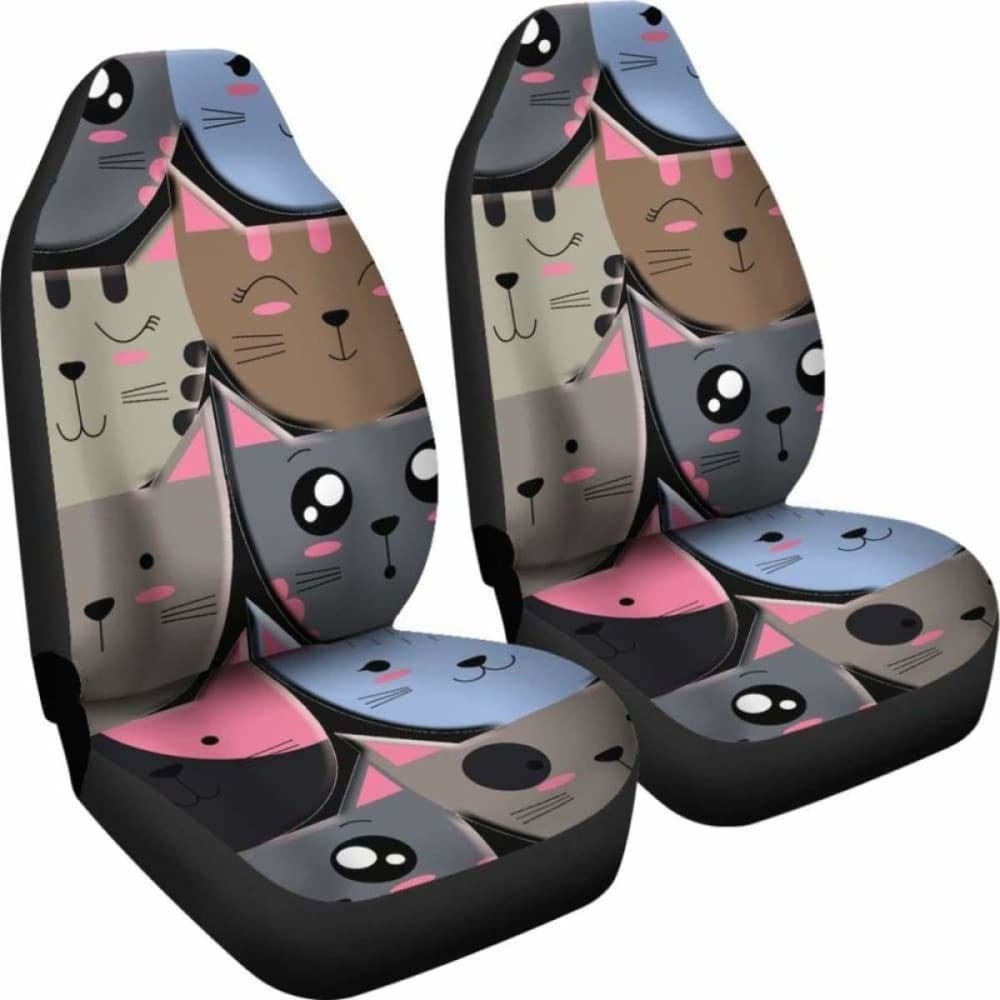 Cute Cat Faces Car Seat Covers 112428 - YourCarButBetter
