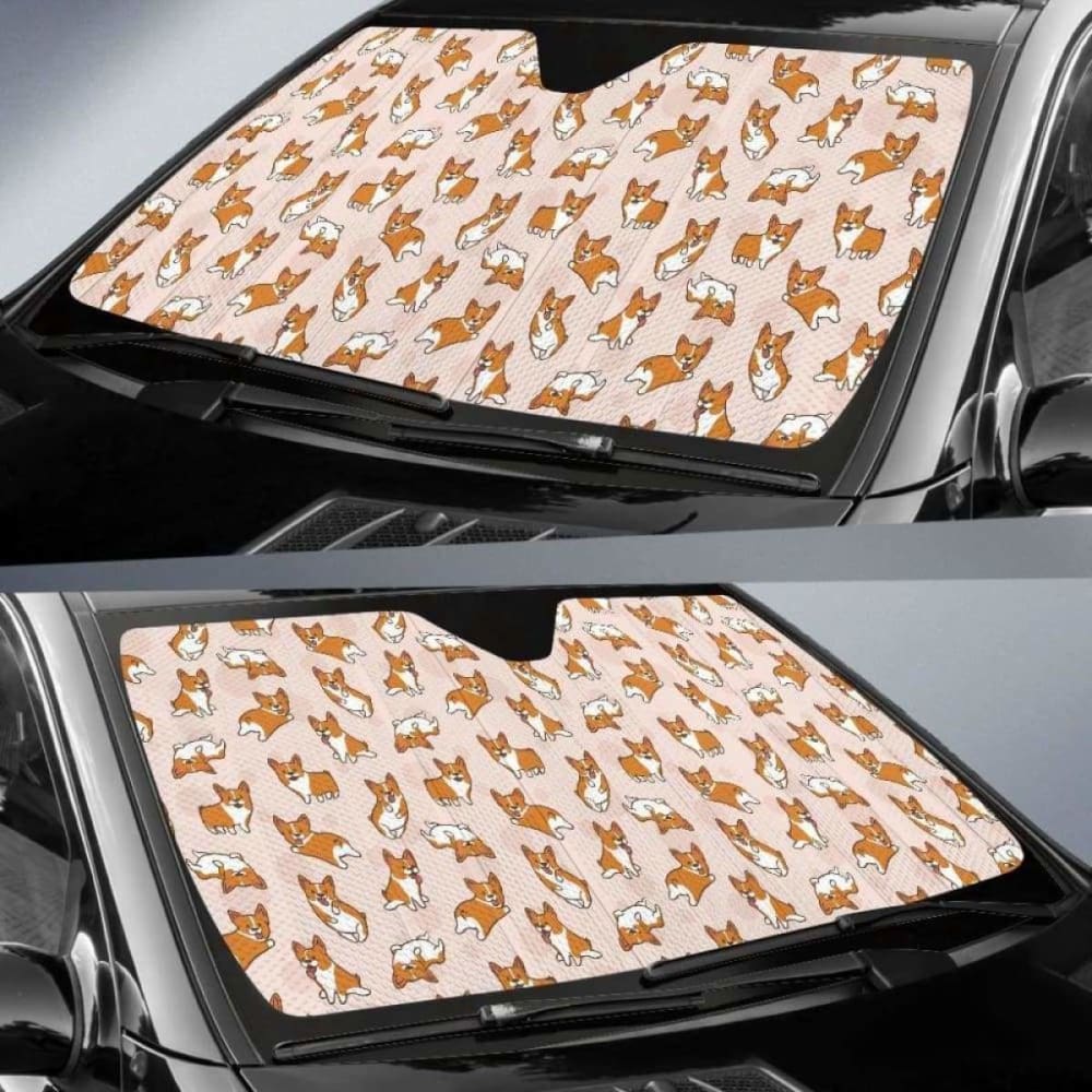 Cute Corgis Pattern Pink Background Car Auto Sun Shades 085424 - YourCarButBetter
