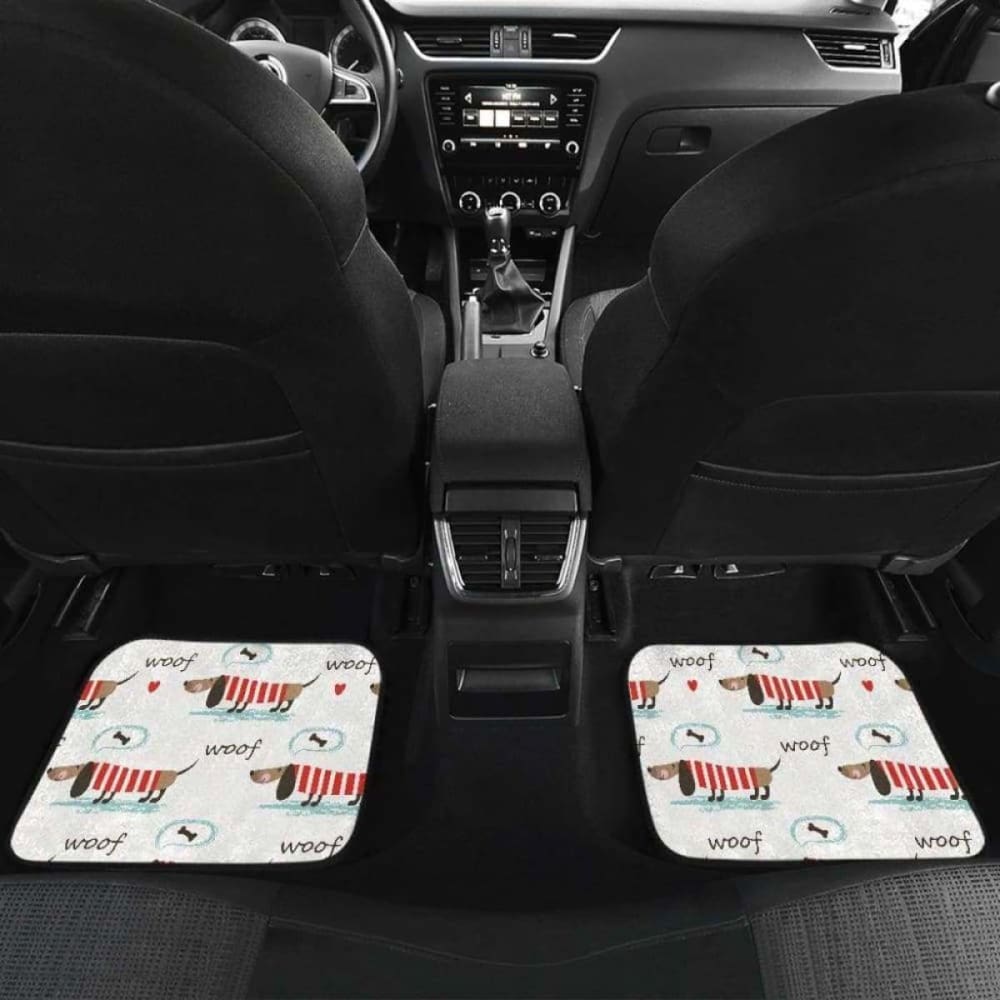 Cute Dachshund Bone Pattern Front And Back Car Mats 092813