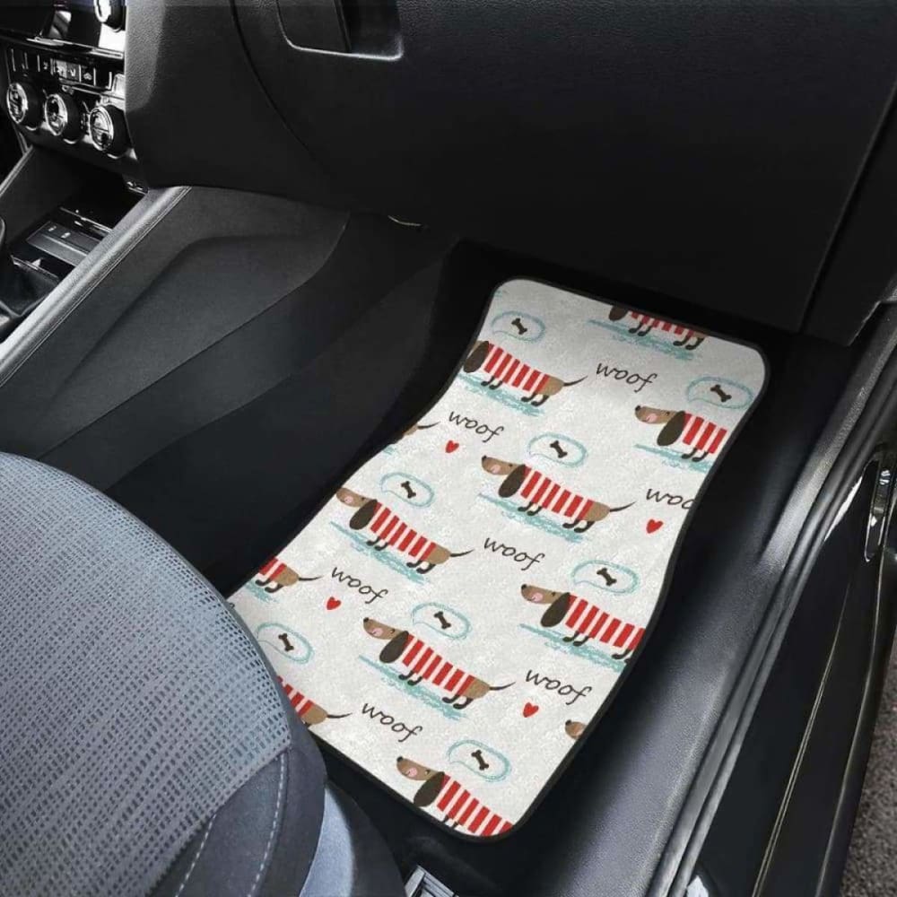Cute Dachshund Bone Pattern Front And Back Car Mats 092813