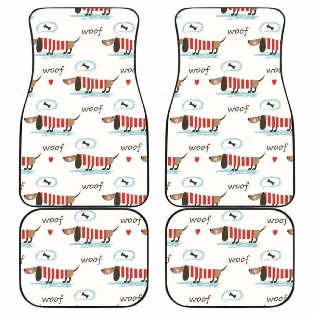 Cute Dachshund Bone Pattern Front And Back Car Mats 092813