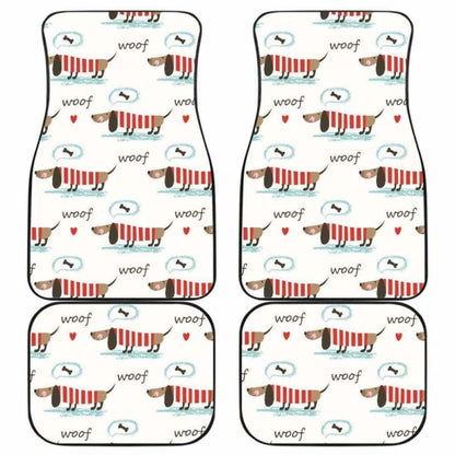 Cute Dachshund Bone Pattern Front And Back Car Mats 092813