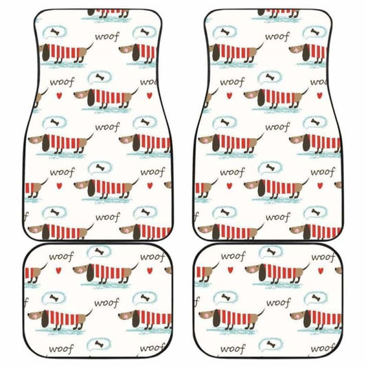 Cute Dachshund Bone Pattern Front And Back Car Mats 092813