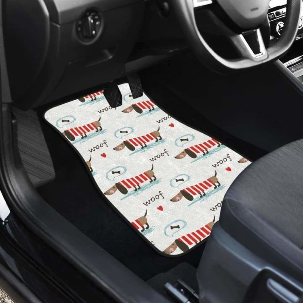 Cute Dachshund Bone Pattern Front And Back Car Mats 092813